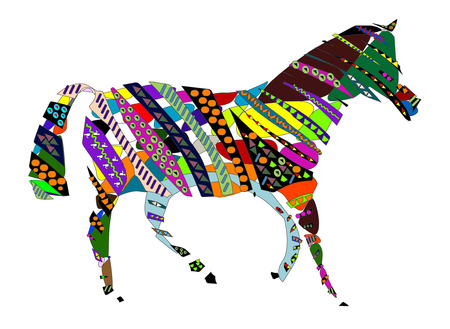 abstract horse or a zebra in the ethnic style on a white backgroundのイラスト素材