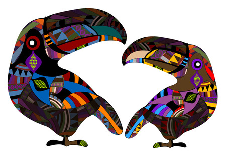two birds in the ethnic style is the symbol of happy loveのイラスト素材