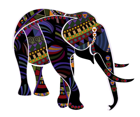 elephant from different elements in the ethnic styleのイラスト素材