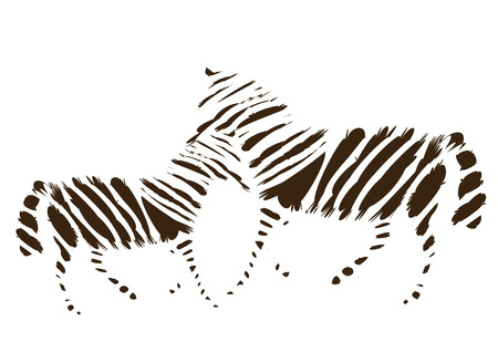 Zebra mother and foal in a simple and beautiful performanceのイラスト素材