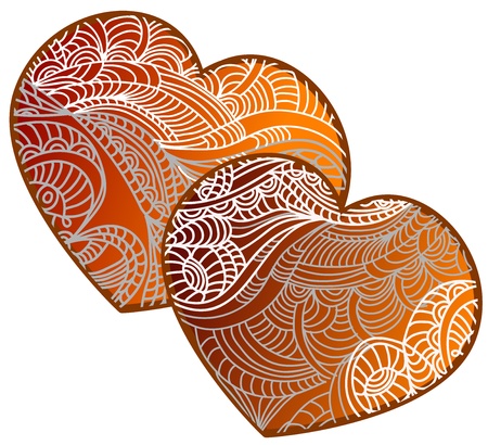 two loving hearts in vintage style on a white backgroundのイラスト素材
