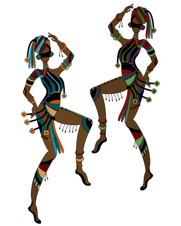Women in ethnic style dancing their religious danceのイラスト素材