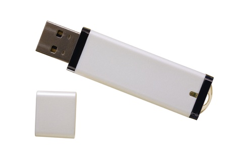Close up of a USB flash memory isolated on white