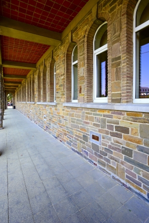 An external input  with stone columns, Banneux, Belgium. Small place Banneux is a popular Catholic pilgrimge with a holy water source. の写真素材