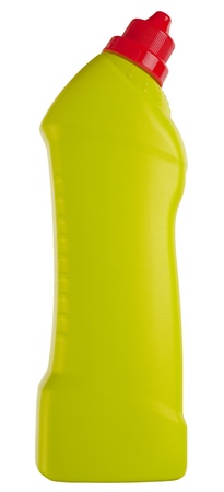 Plastic bottle of toilet cleaner isolated on white, 2 images stitched, Adobe RGBの写真素材