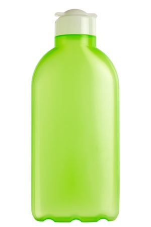 Close up of a plastic cosmetics bottle isolated on white, Adobe RGBの写真素材