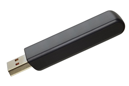 Close up of a USB flash memory isolated on whiteの写真素材