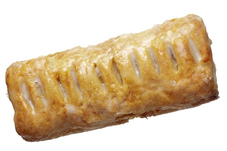 Close up of a sweet bun with apple marmalade, isolated on whiteの写真素材