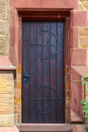 A church door in small city Saarburg, Rheinland-Pfalz, Germanyの写真素材