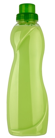 Close up of a cosmetics bottle (plastic) isolated on white , 2 images stitchedの写真素材