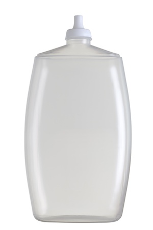 Close up of a cosmetics bottle (plastic) isolated on white.の写真素材