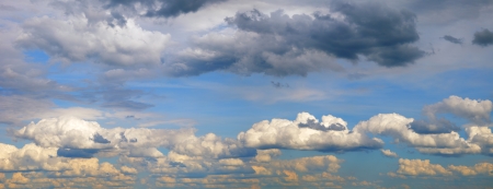Beautiful white summer clouds as interesting  sky backgroundの写真素材