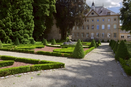 View of a old convent in city Schengen, Luxembourg, summerの写真素材