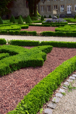 View of the garden in old convent , city Schengen, Luxembourg, summerの写真素材