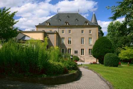 View of a old convent in city Schengen, Luxembourg, summerの写真素材