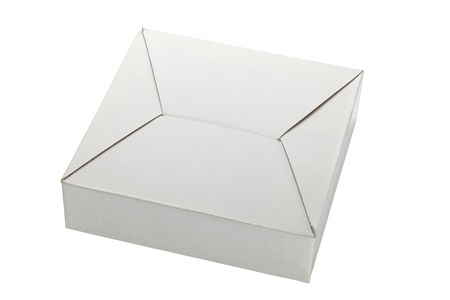 A  small cardboard box isolated on white backgroundの写真素材