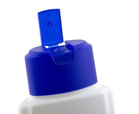 Close up of a cosmetics bottle  plastic  isolated on white background,の写真素材