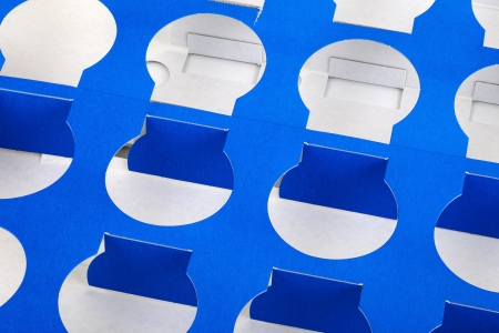 Close up of a blue cardboard background  this is a wrapping box from joghurt cups の写真素材