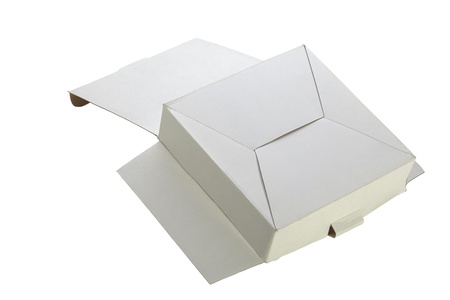A  small cardboard box isolated on white backgroundの写真素材