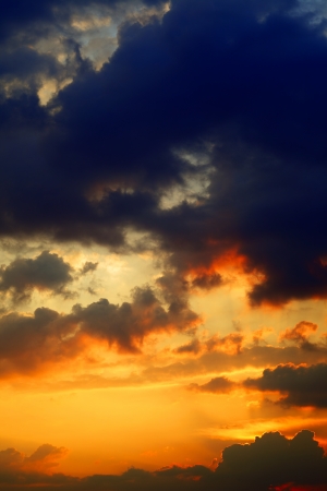 Evening sky with beautiful  clouds as interesting background, spring, by Beckingen, Saarland   Germanyの写真素材