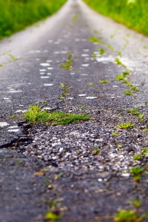 A fields asphalt road in the evening, spring, by Beckingen, Saarland   Germanyの写真素材