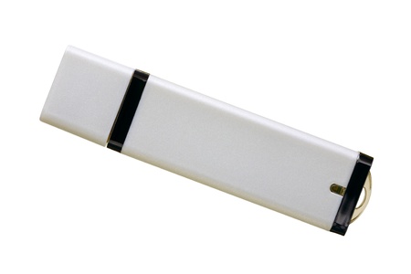 Close up of a USB flash memory isolated on whiteの写真素材