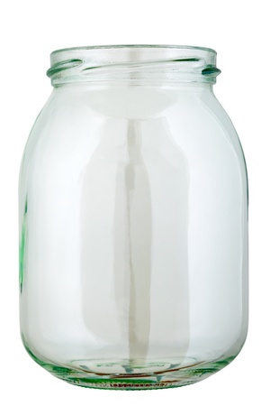 Close up of a empty preserving glass isolated on white backgroundの写真素材