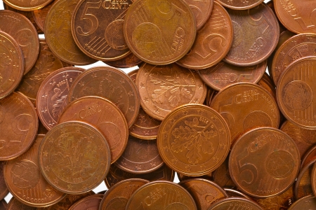 Euro coins ( 5 cent ) on a stack, studio shotの写真素材