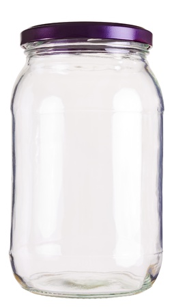 Close up of a 1L jam jar with metal lid, isolated on whiteの写真素材