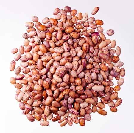 Closeup of red beans isolated on whiteの写真素材