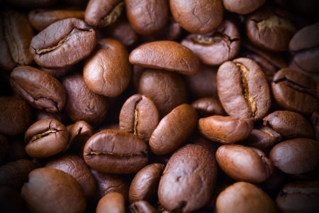 Close up of  coffee beans as a interesting food backgroundの写真素材