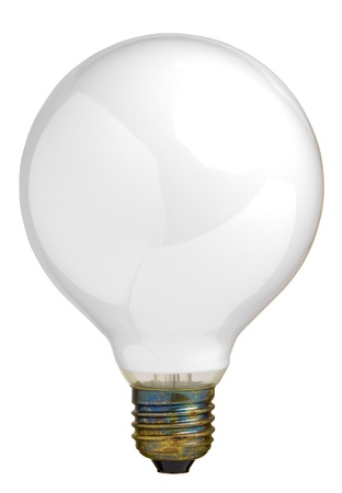 Close up of a big light bulb, isolated on white with clipping pathの写真素材