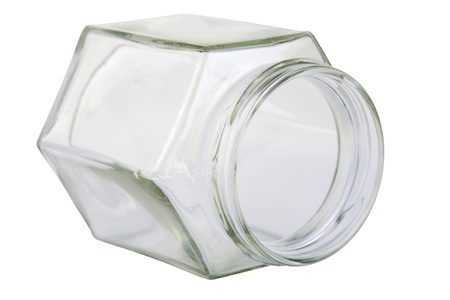 Close up of a small jam jar isolated on white background with clipping pathの写真素材