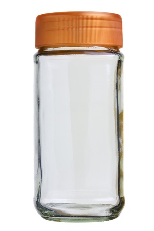 Close up of a small jam jar isolated on white backgroundの写真素材