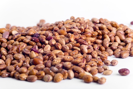 Closeup of red beans isolated on whiteの写真素材