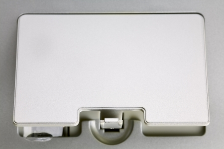 Close up of a closed battery slotの写真素材