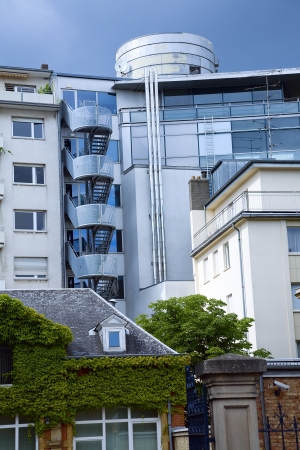 View of a modern building back side, city Luxembourg - Luxembourg, summerの写真素材