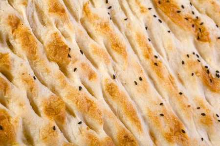 Close up of a turkish bread surface textureの写真素材