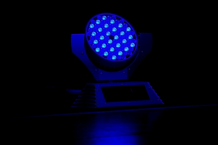 Close up of a blue scene spotlightの写真素材