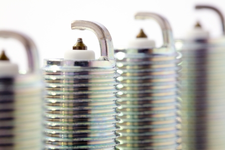 Close up of a spark plugs isolated on white backgroundの写真素材