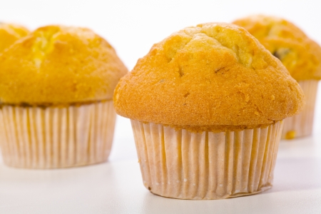 Close up of a muffin cookies with chocolate chips on white backgroundの写真素材