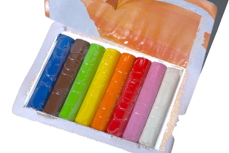 Close up of a plasticine pack isolated on white backgroundの写真素材