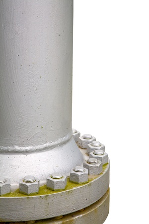 Close up of a steel gas pipe isolated on white backgroundの写真素材