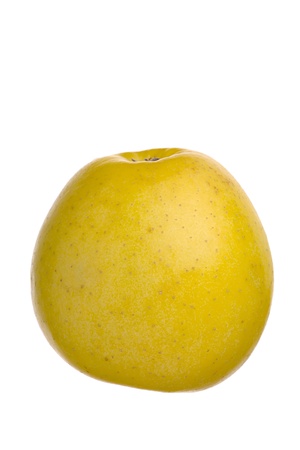 Close up of apple fruit variety Golden Delicius, isolated on white backgroundの写真素材