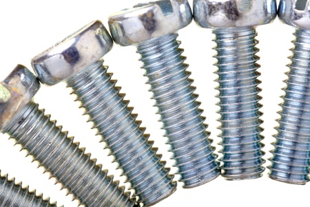 Close up of  screws zinc covered, isolated on white background