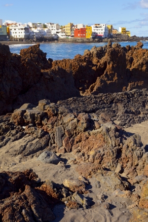 Rocky sea coast in Puerto de la Cruz, Tenerife / Spainの写真素材