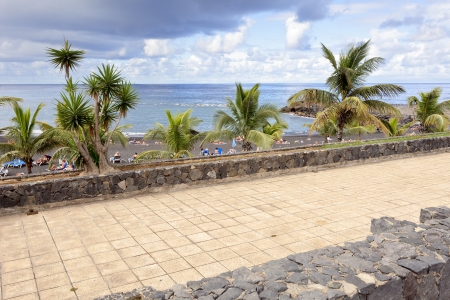 View of Playa de Jardin in Puerto de la Cruz, Tenerife / Spain, december 2012 のeditorial素材