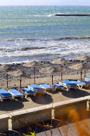View of playa Fanabe in city Costa Adeje, Tenerife, Canary Islands, Spain.の写真素材