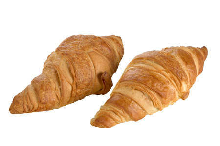 Sweet Croissant with chocolate isolated on white background.の写真素材