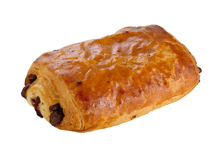 Sweet bun with chocolate isolated on white background.の写真素材